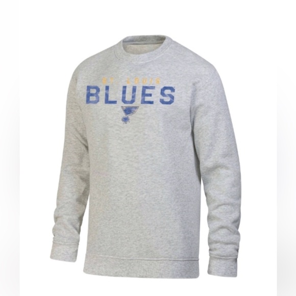 NHL St. Louis Blues Long Sleeve Ash Gray Crew Neck Fleece Sweatshirt Small - Picture 1 of 6